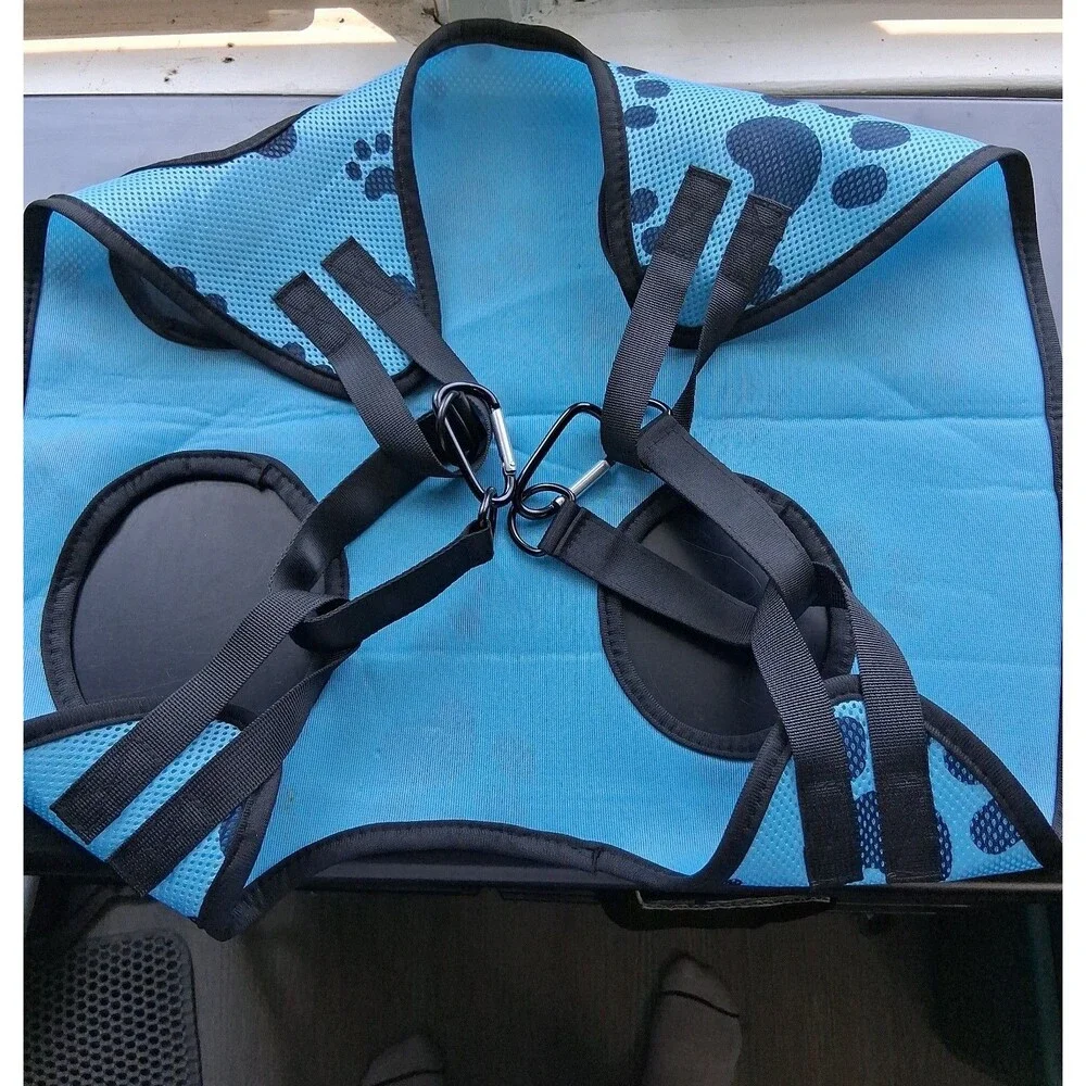 Dog Pet Grooming Hammock Harness Blue w Black Paw Print